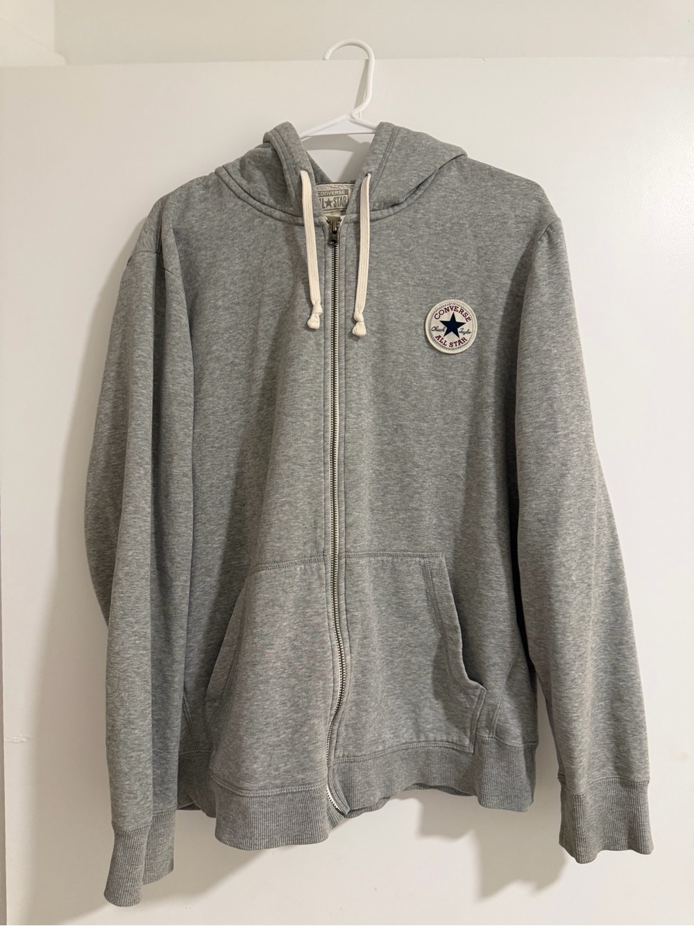 Converse Gray Full-Zip Hoodie with Chest Patch